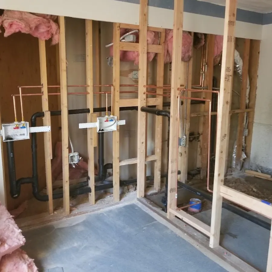 Copper pipe rough-in and plumbing installation in Marshall